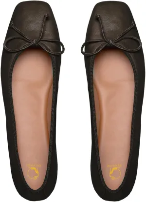SHODENSE Women Flats Shoes Bow Square Closed Toe Ballet Flats Slip On Metallic Flat Shoe Matte Patent Leather Snakeskin Low Hidden Wedge Heel Office Work Shoes Driving Flats Church Club Fall 4-11 M US