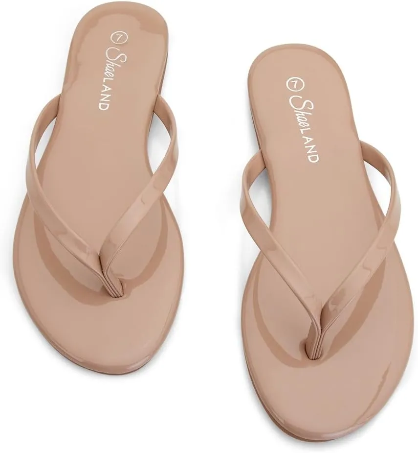 Shoe Land Flip Flops for Women 2025 - Memory Foam Slides & Flat Sandals | Ultra-Comfortable Thong Lightweight Summer Shoes for Beach, Pool & Dressy Outfits