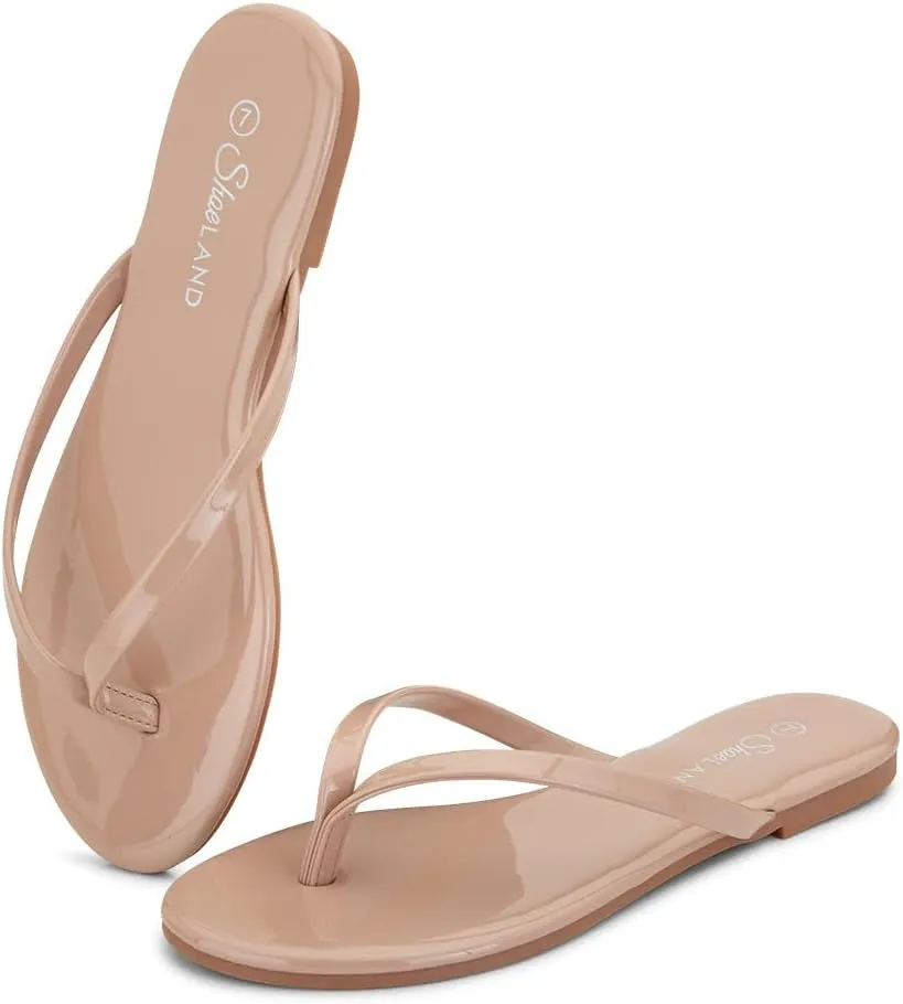 Shoe Land Flip Flops for Women 2025 - Memory Foam Slides & Flat Sandals | Ultra-Comfortable Thong Lightweight Summer Shoes for Beach, Pool & Dressy Outfits