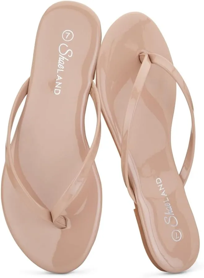 Shoe Land Flip Flops for Women 2025 - Memory Foam Slides & Flat Sandals | Ultra-Comfortable Thong Lightweight Summer Shoes for Beach, Pool & Dressy Outfits