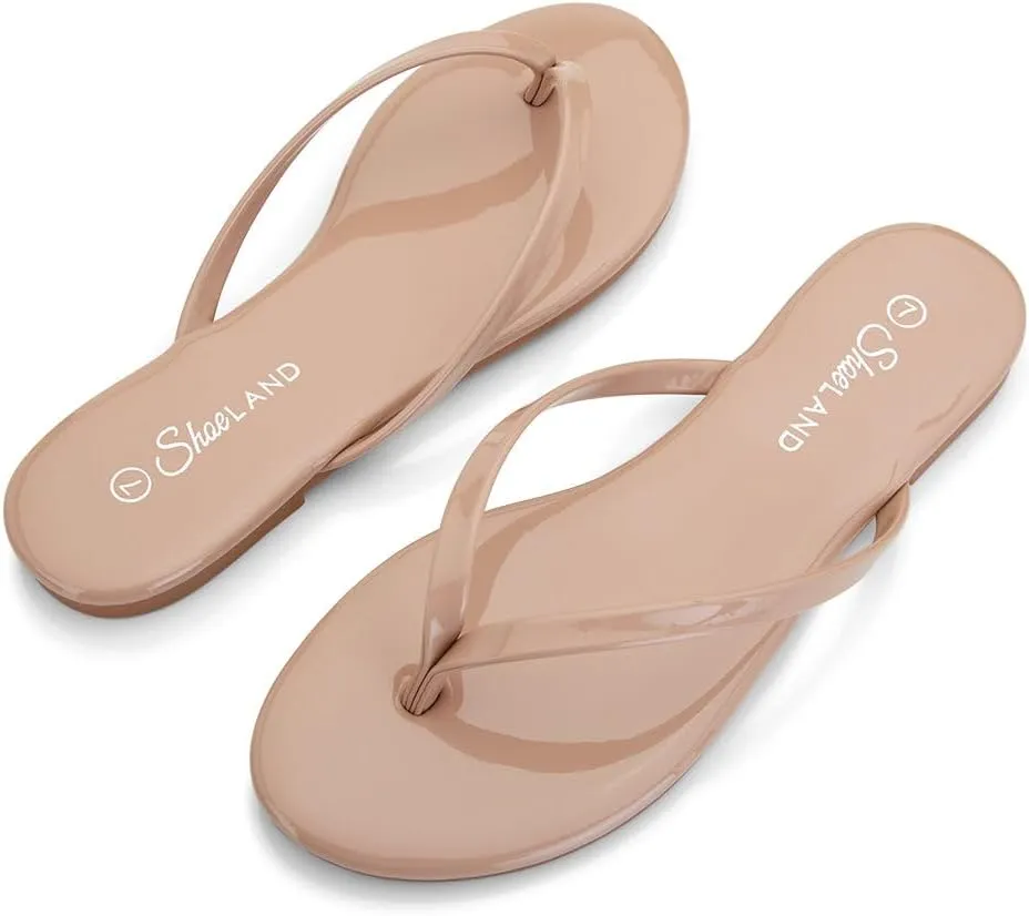 Shoe Land Flip Flops for Women 2025 - Memory Foam Slides & Flat Sandals | Ultra-Comfortable Thong Lightweight Summer Shoes for Beach, Pool & Dressy Outfits