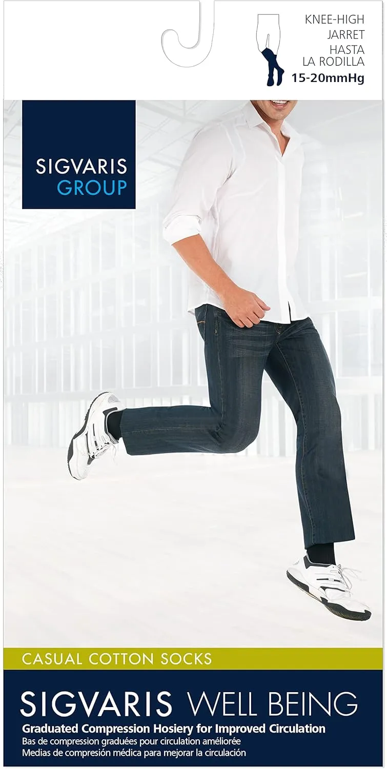 Sigvaris Men's Casual Cotton 186 Calf High Compression Socks 15-20mmHg