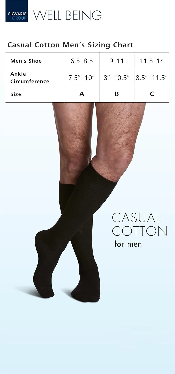 Sigvaris Men's Casual Cotton 186 Calf High Compression Socks 15-20mmHg