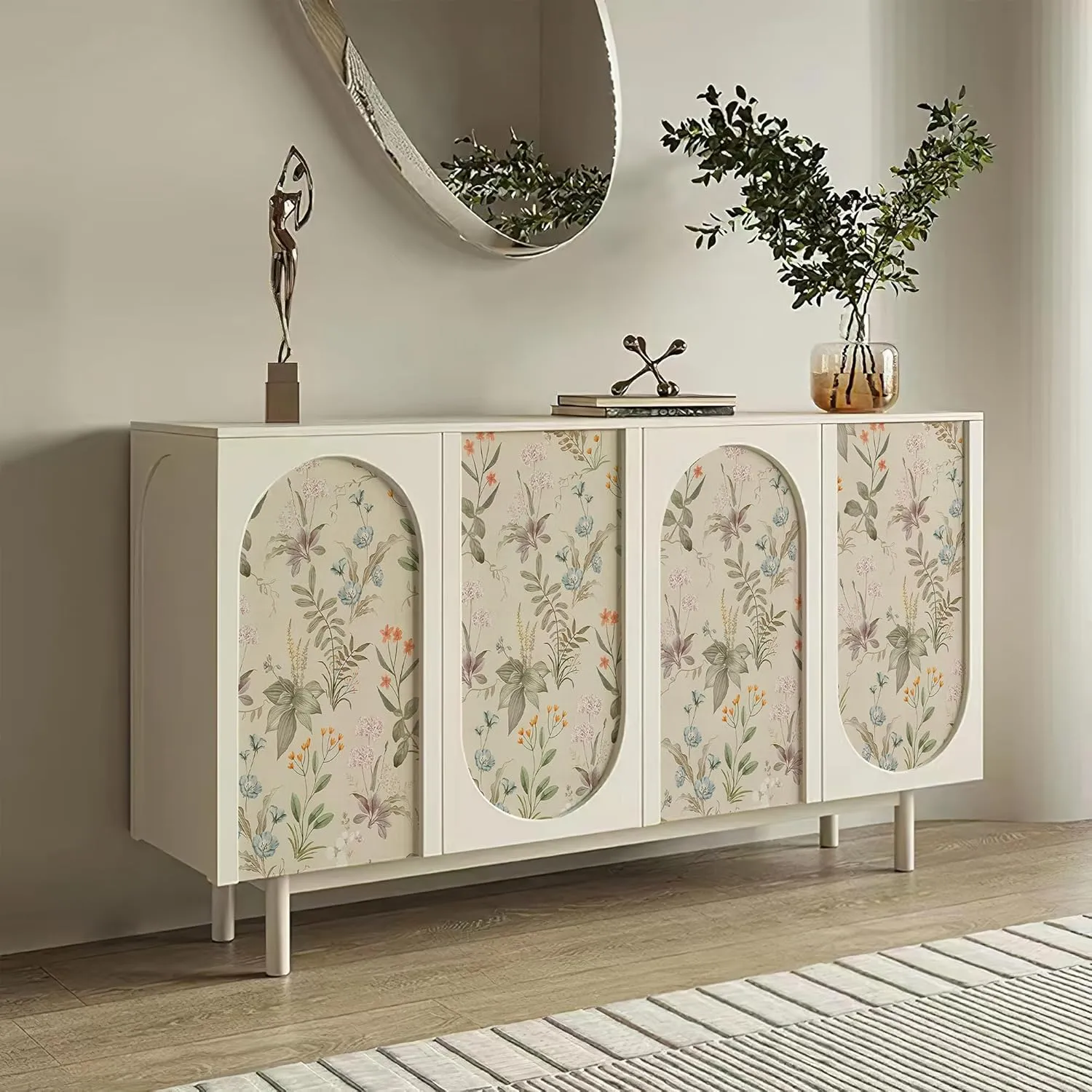 Simon&Siff Vintage Wallpaper Peel and Stick Beige Floral Contact Paper Wildflowers Botanical Wall Paper Removable Renter Friendly Wallpaper 17.3in x 40ft