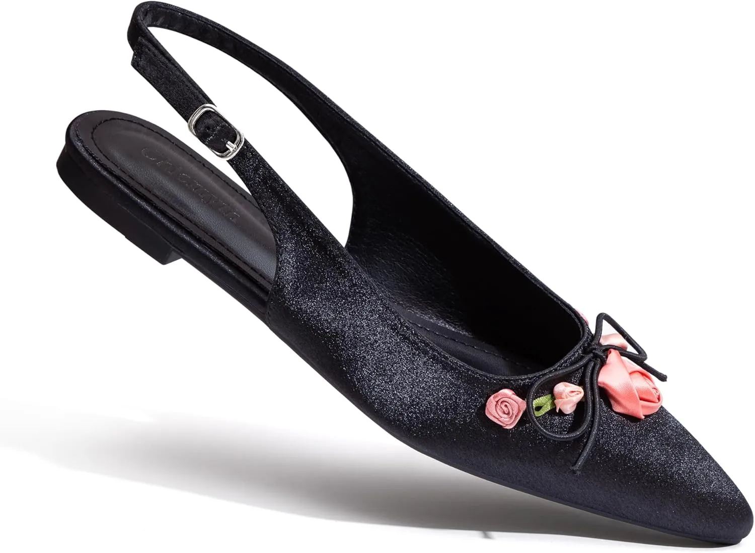 Slingback Flats;Closed Pointed Toe Flat Sandals;Floral Fashion Women Flats