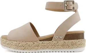 SODA Clip Womens Casual Espadrilles Trim Flatform Studded Wedge