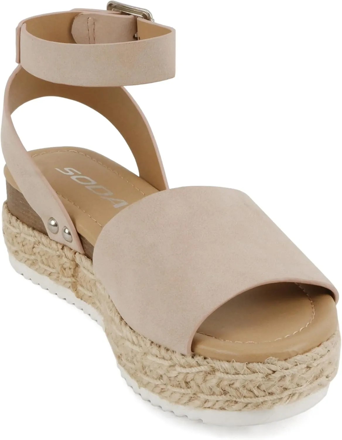 SODA Clip Womens Casual Espadrilles Trim Flatform Studded Wedge
