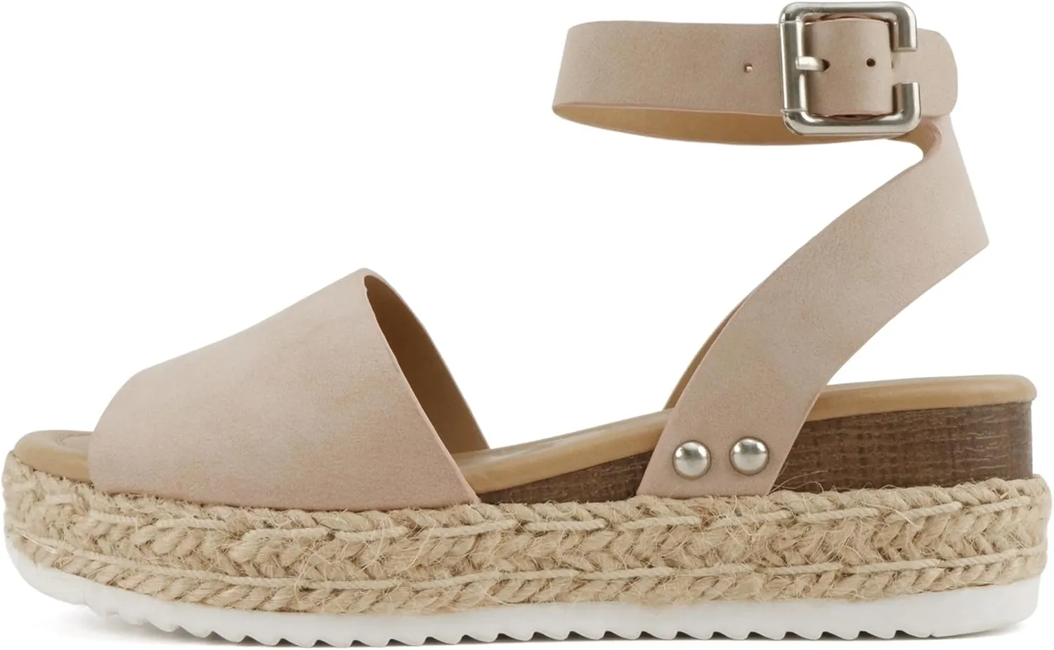 SODA Clip Womens Casual Espadrilles Trim Flatform Studded Wedge