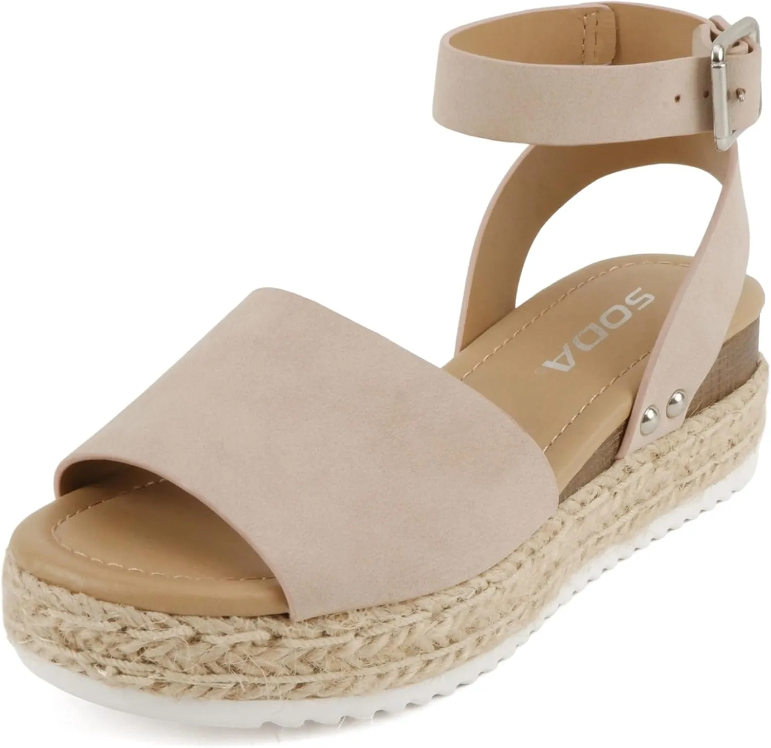 SODA Clip Womens Casual Espadrilles Trim Flatform Studded Wedge