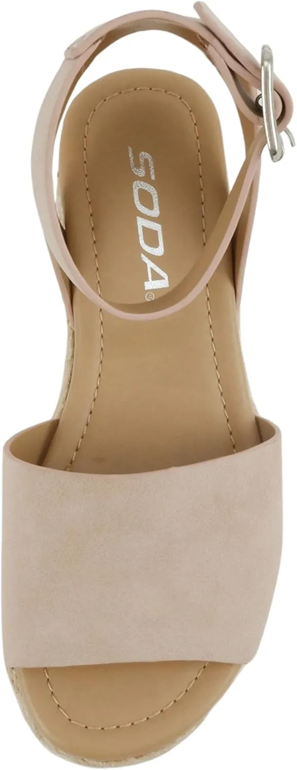 SODA Clip Womens Casual Espadrilles Trim Flatform Studded Wedge