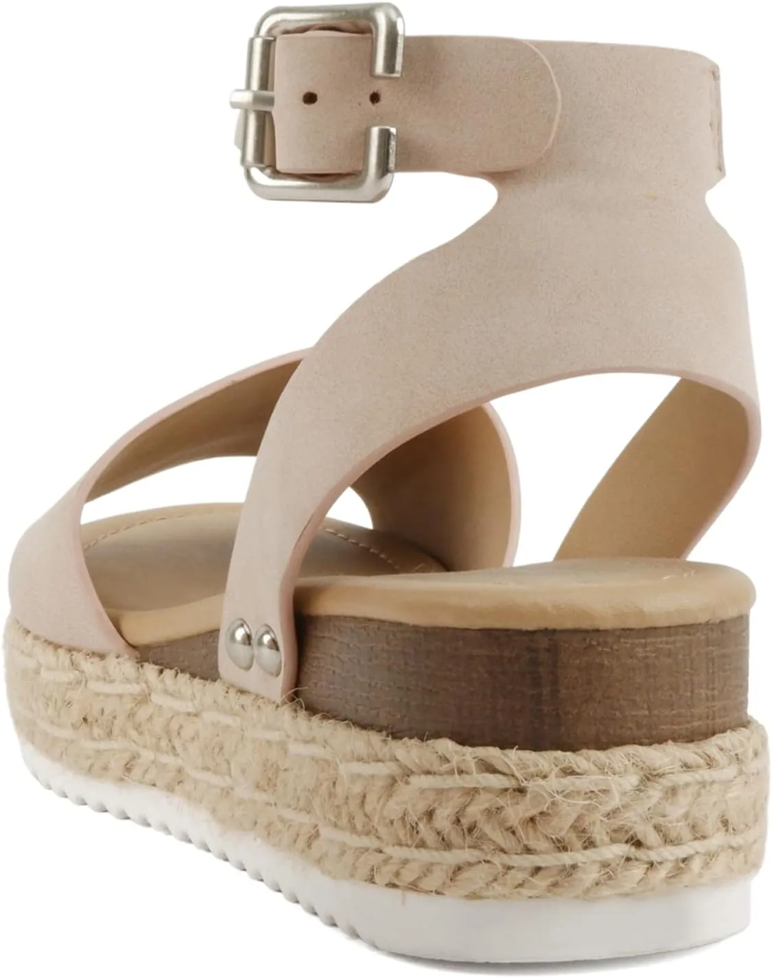 SODA Clip Womens Casual Espadrilles Trim Flatform Studded Wedge