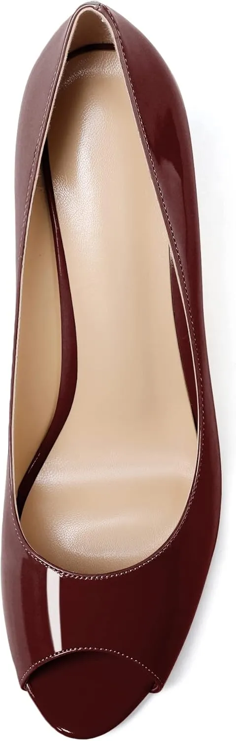 Soireelady Women Wedge Heel Pumps Peep Toe Wedges Slip On Wedge Heels Classic Wedge Heeled Shoes