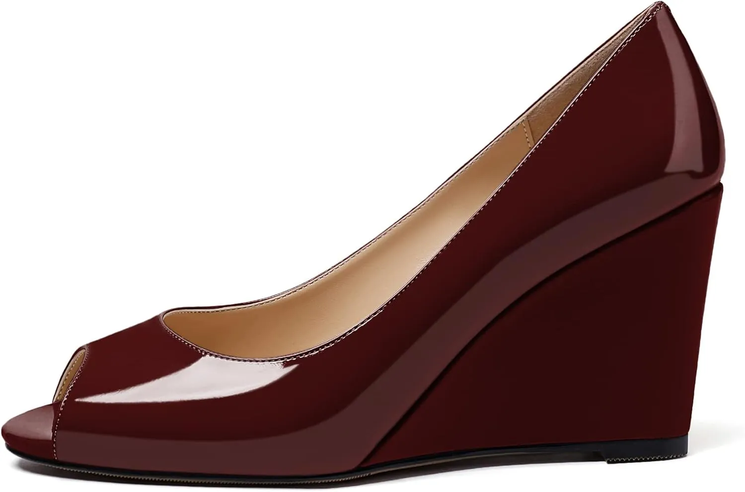 Soireelady Women Wedge Heel Pumps Peep Toe Wedges Slip On Wedge Heels Classic Wedge Heeled Shoes
