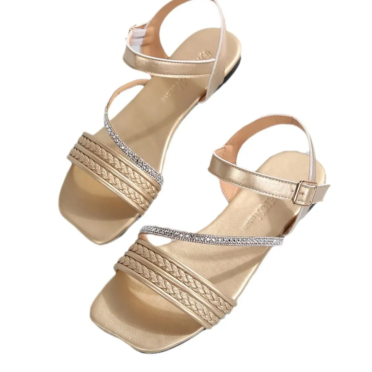 Square Open Toe Flats Sandals