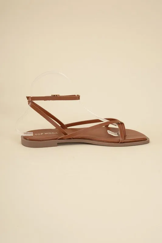 Squared Off Open Toe Flat Sandals