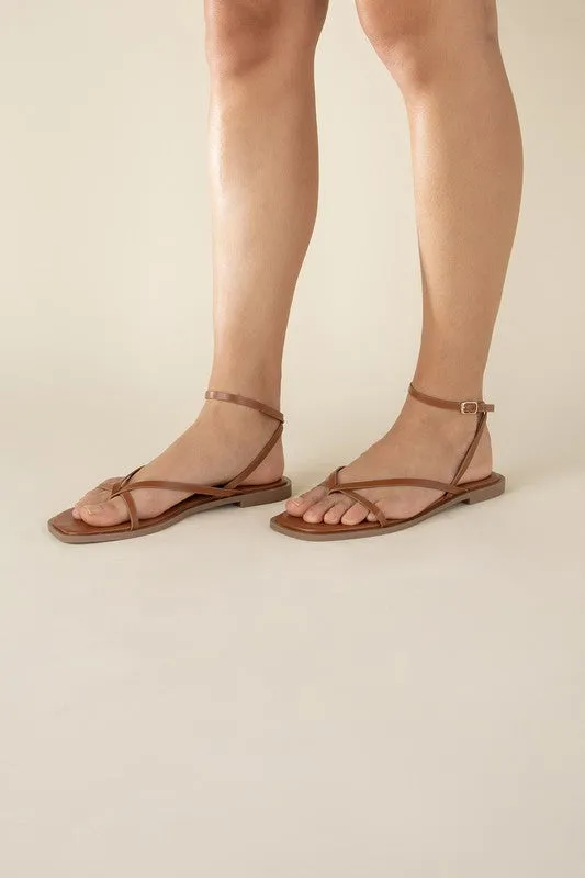 Squared Off Open Toe Flat Sandals