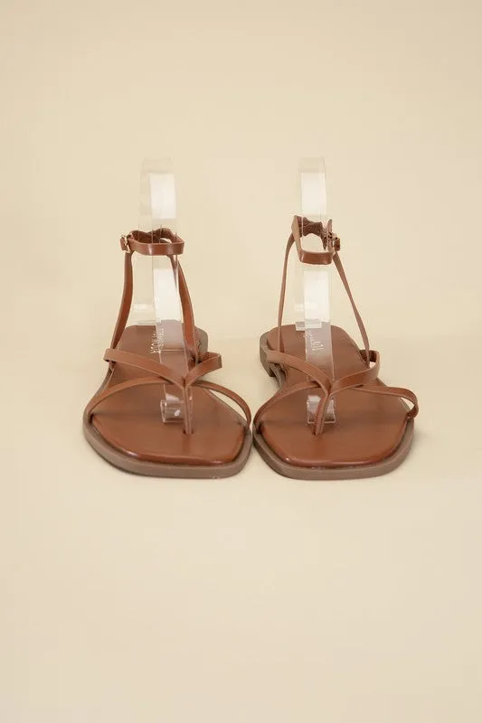 Squared Off Open Toe Flat Sandals