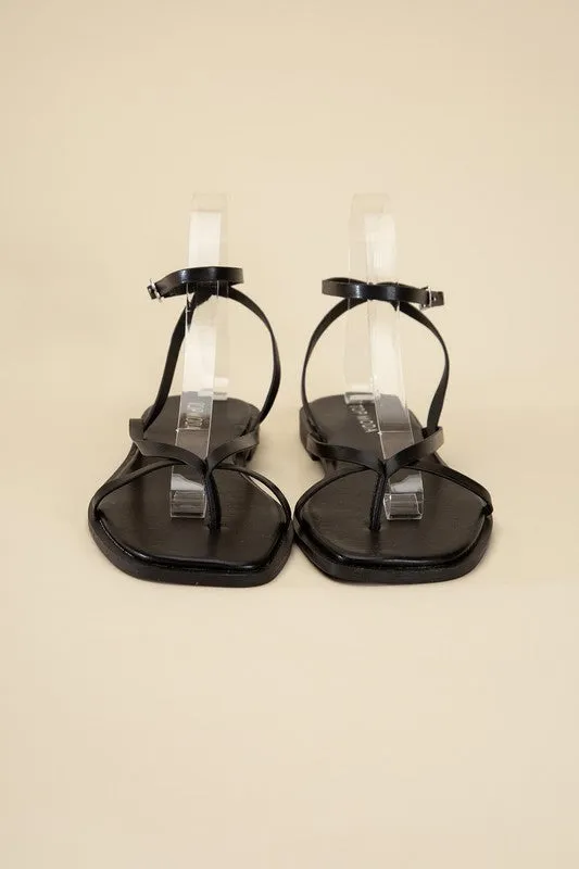 Squared Off Open Toe Flat Sandals