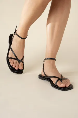 Squared Off Open Toe Flat Sandals