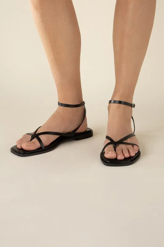 Squared Off Open Toe Flat Sandals