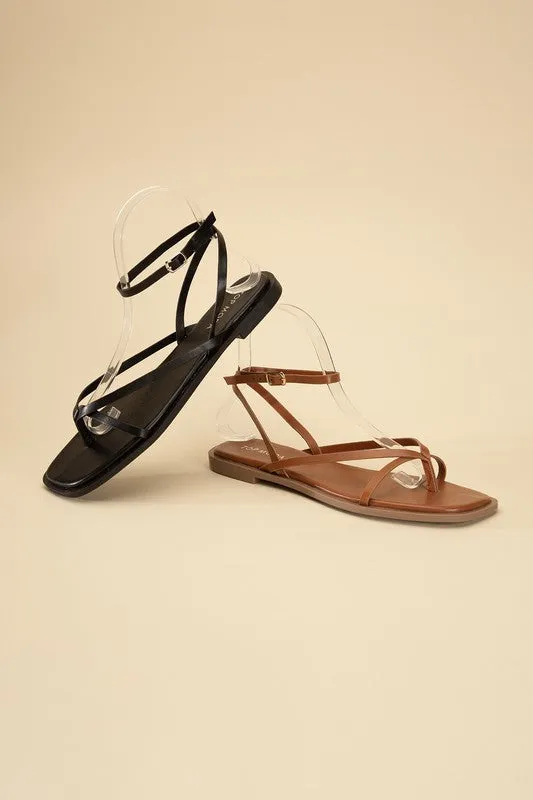 Squared Off Open Toe Flat Sandals