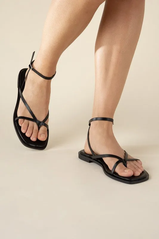 Squared Off Open Toe Flat Sandals
