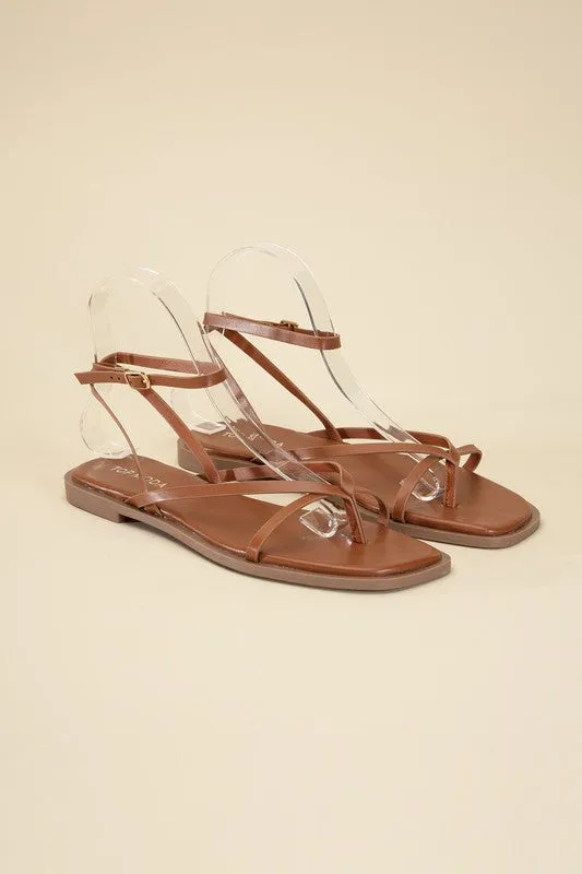 Squared Off Open Toe Flat Sandals