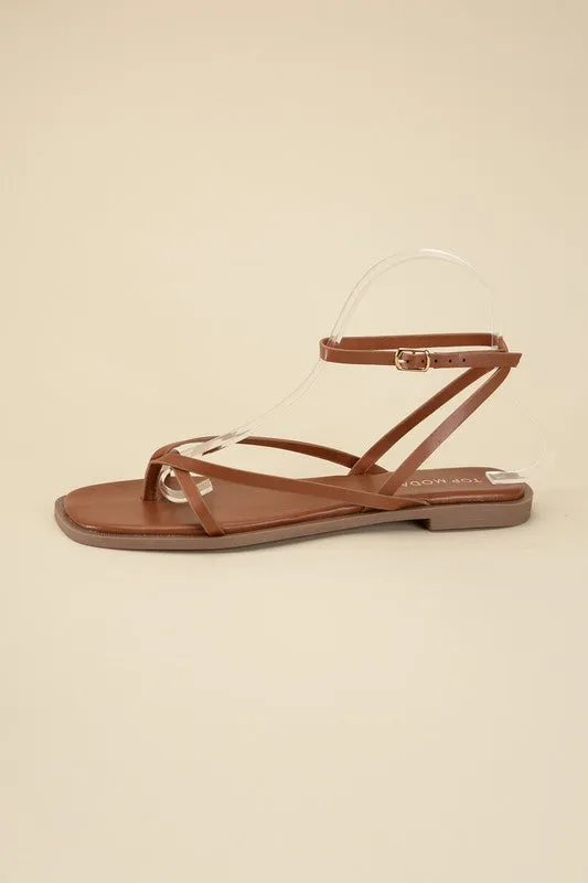 Squared Off Open Toe Flat Sandals