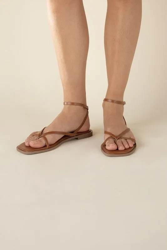 Squared Off Open Toe Flat Sandals