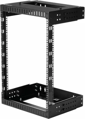StarTech.com 2-Post 15U Heavy-Duty Wall Mount Network Rack, 19" Open Frame Server Rack with Adjustable Depth, Wall Mount Data Rack for IT / AV / Patch Panel / Computer Equipment (RK15WALLOA)