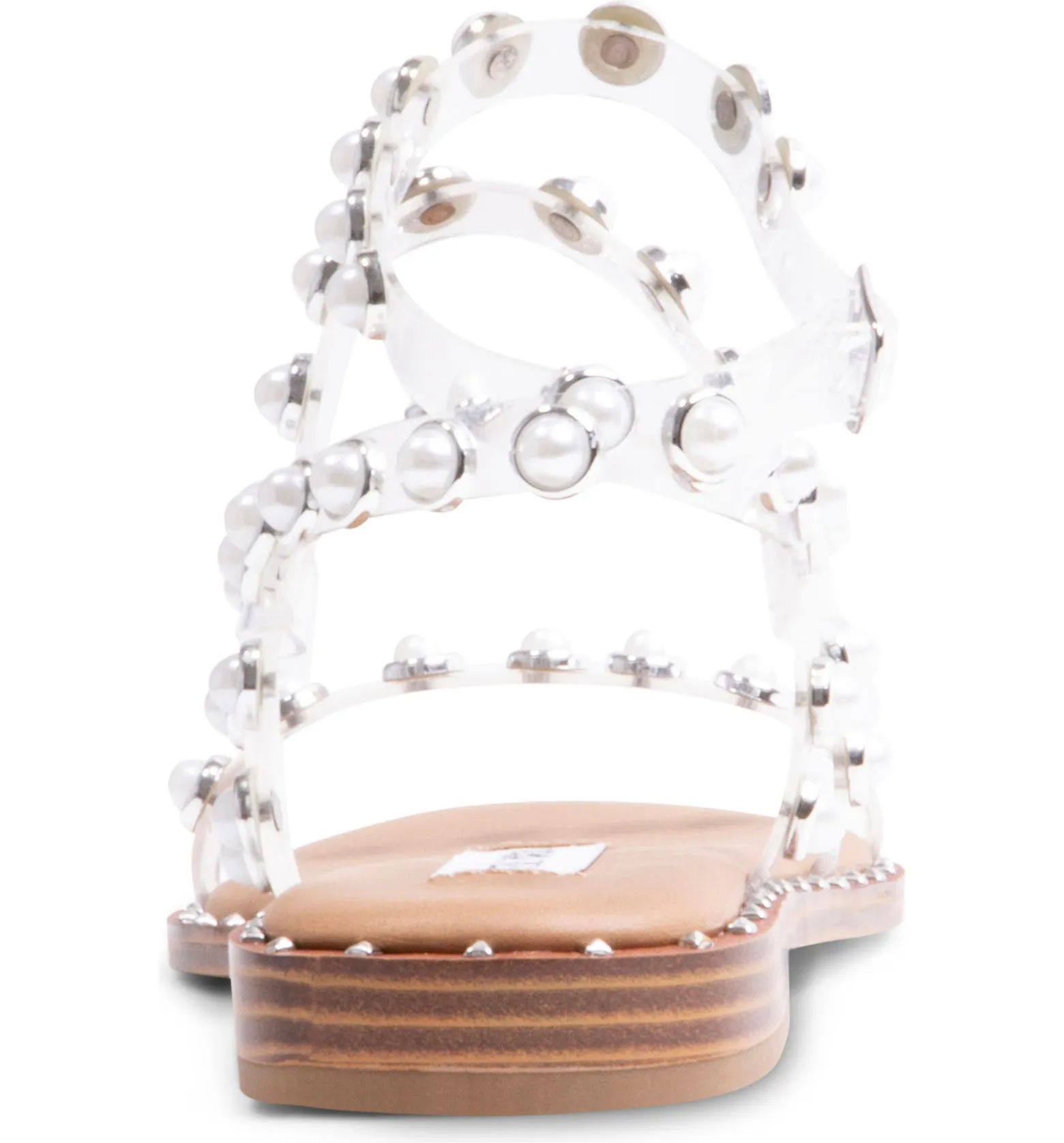 Strappy Sandals Flat Cyber Monday deal Open End-of-season Pearl Transparent Gladiator Steve Madden Travel Clear