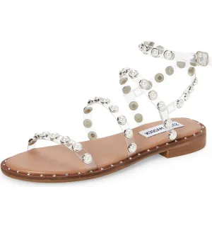 Strappy Sandals Flat Cyber Monday deal Open End-of-season Pearl Transparent Gladiator Steve Madden Travel Clear