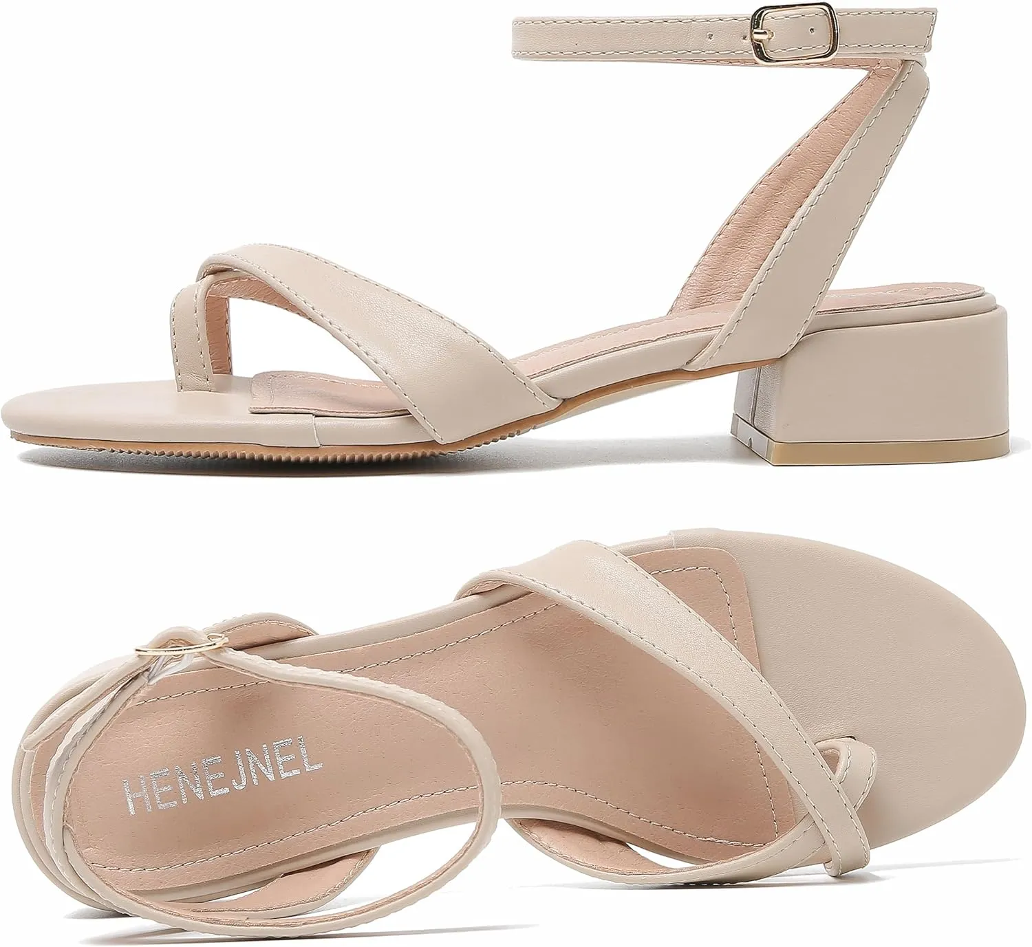 Strappy Sandals Women Dressy Summer Flat Low Block Heeled Thong Sandal Open Split Toe Shoes for Wedding Evening Party