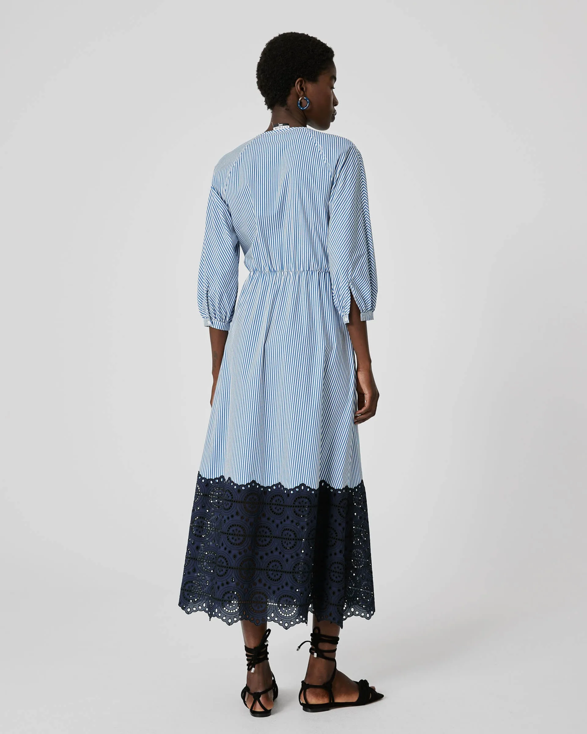 striped dress with broderie anglaise