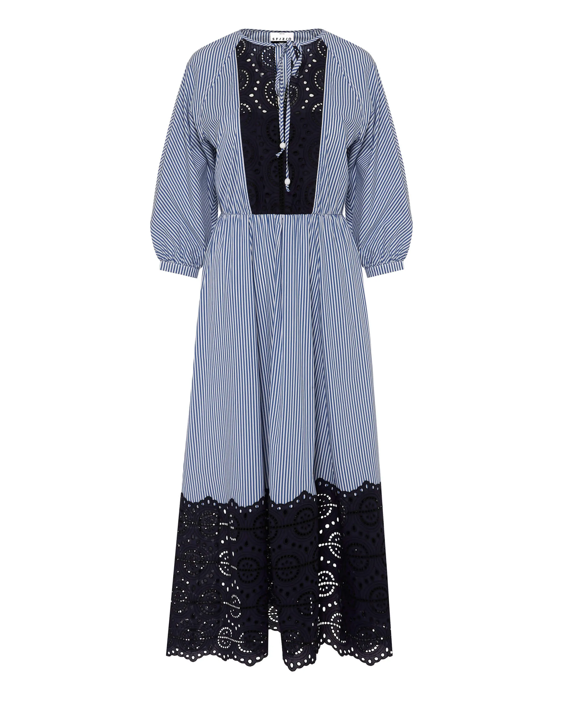 striped dress with broderie anglaise