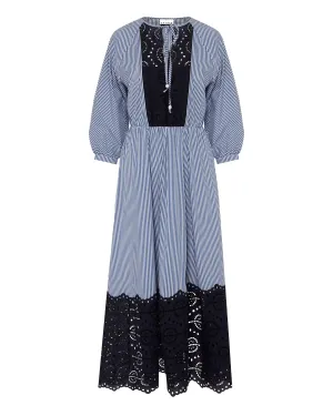 striped dress with broderie anglaise