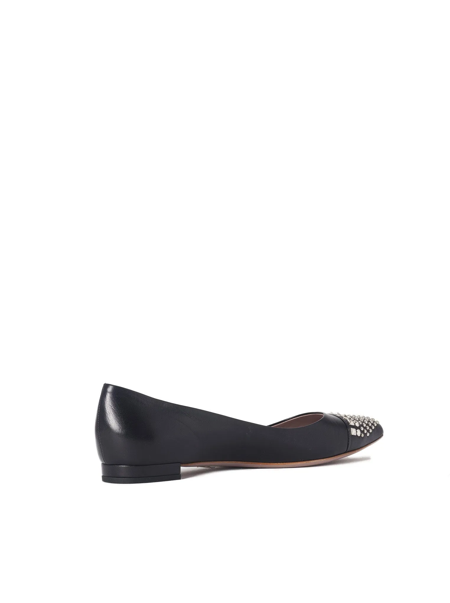 Studded Leather Ballet Flat - Black