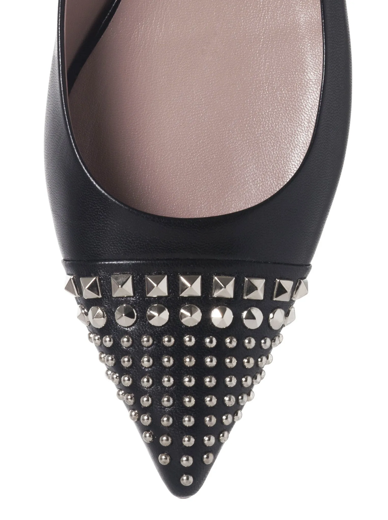 Studded Leather Ballet Flat - Black
