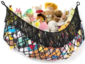 Stuffed Animal Hammock - Extra Large 56'' Long, Stuffed Animal Storage, stuffed animal Holder net, Toy Hammock Large, Toy Storage Hanging Organizer - Black