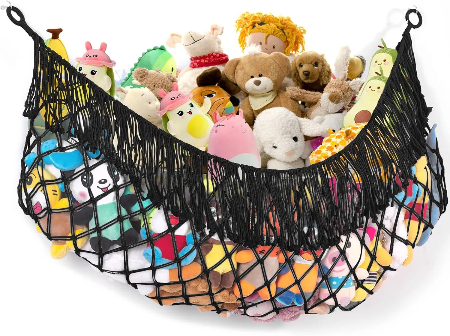 Stuffed Animal Hammock - Extra Large 56'' Long, Stuffed Animal Storage, stuffed animal Holder net, Toy Hammock Large, Toy Storage Hanging Organizer - Black
