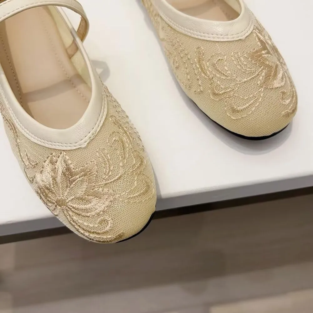 Stunner Womens Mary Jane Flats Round Toe Ballet Flats Stylish Leather Flats One Line Strap Slip On Flat Shoes