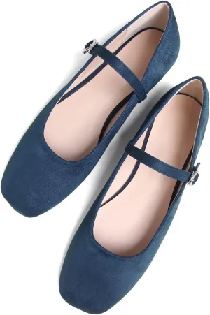 Stunner Womens Mary Jane Flats Round Toe Ballet Flats Stylish Leather Flats One Line Strap Slip On Flat Shoes