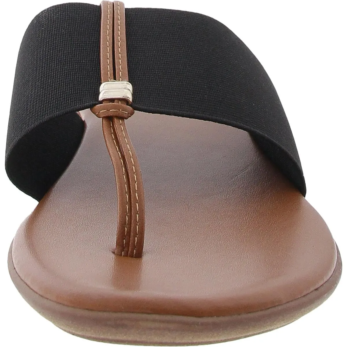 Style & Co. Womens Italiaa Canvas Stretch Thong Sandals Black 7.5 Medium (B,M)