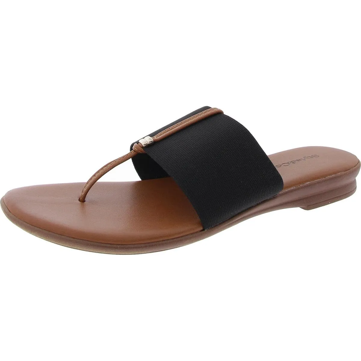 Style & Co. Womens Italiaa Canvas Stretch Thong Sandals Black 7.5 Medium (B,M)