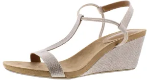 Style & Co. Womens Mulan Canvas Wedge Sandals Gold 9 Medium (B,M)
