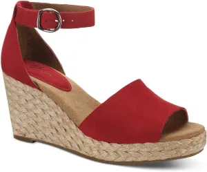 Style & Co. Womens Seleene Faux Suede Open Toe Wedge Sandals Red 6 Medium (B,M)