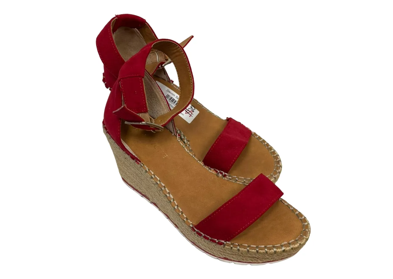 Sun   Stone Women's Red Wedge Sandals