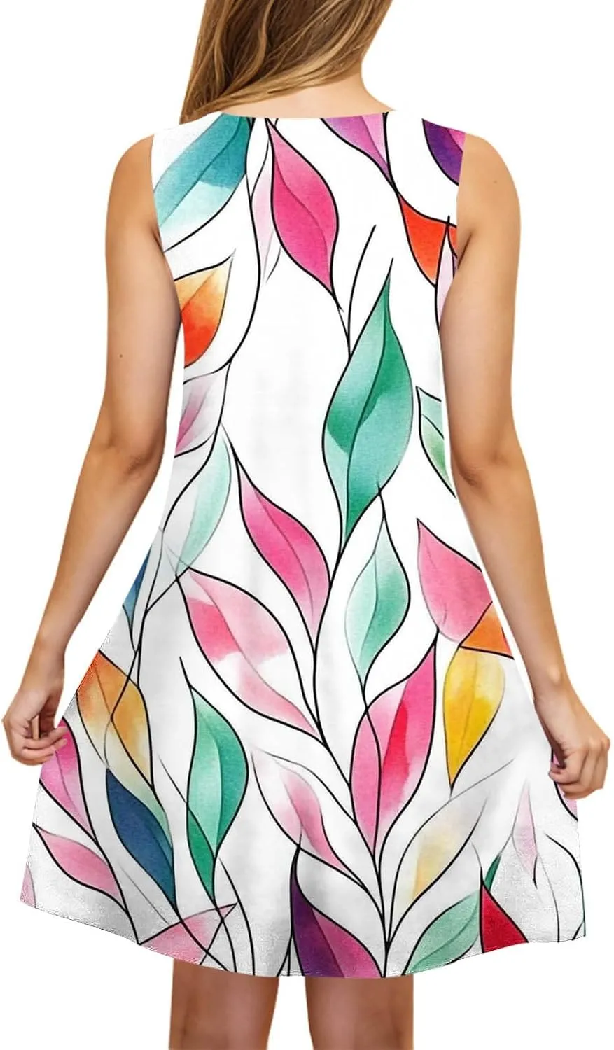 Sundresses for Women 2025 Summer Floral Sleeveless Fashion Dresses Square Neck Loose Casual Maxi Flowy Beach Dress
