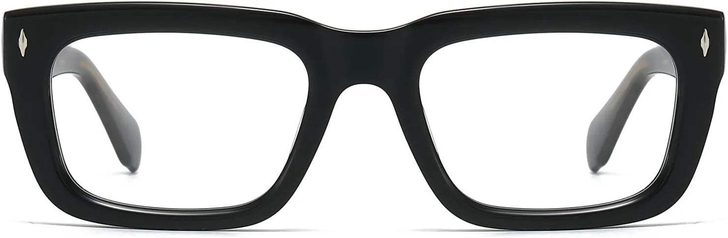 Sutton Retro Rectangle Acetate Thick Glasses Frame Prescription Optical Eyewear for Women Men 53-21-148mm
