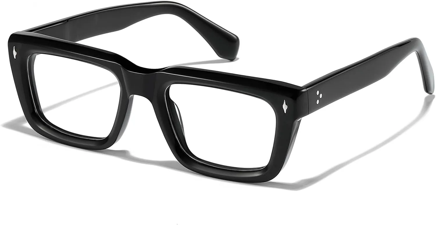 Sutton Retro Rectangle Acetate Thick Glasses Frame Prescription Optical Eyewear for Women Men 53-21-148mm